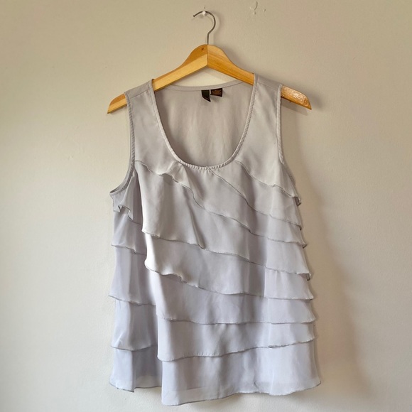 Tops - Grey Serenade Ruffle Tiered Tank Large